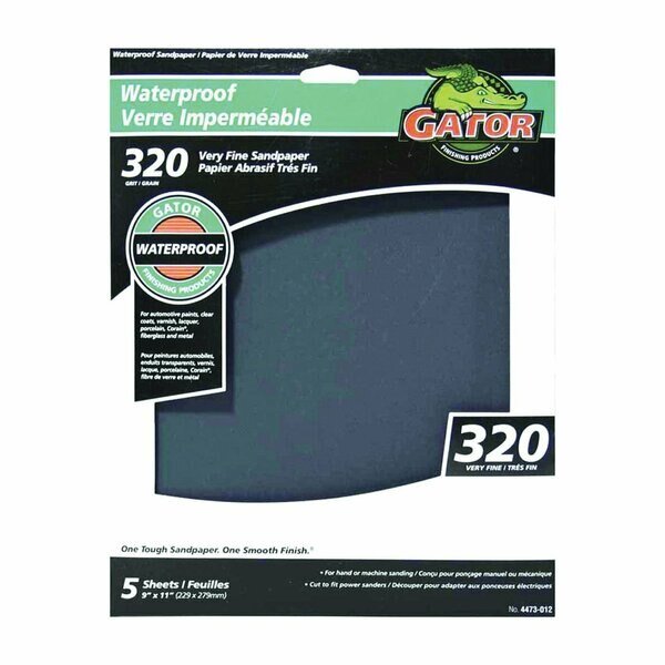 Sandpaper Garnet 9x11in 320grt, Gator Finishing, Mfr#: 4473-012